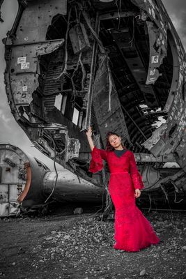 Fotoshooting am Flugzeugwrack auf Island