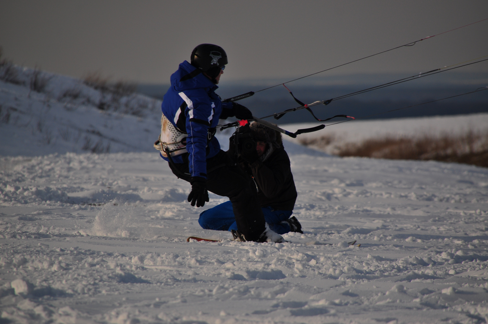 Fotoshooting beim Snowkiten