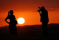 Fotoshooting im Sonnenuntergang