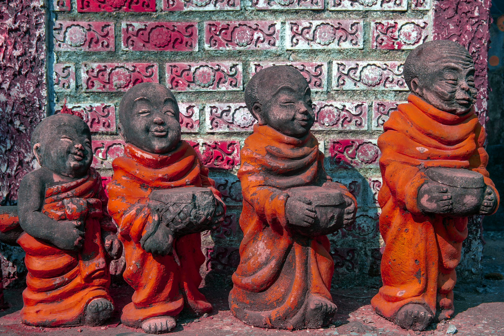 Four monks as petrified statues