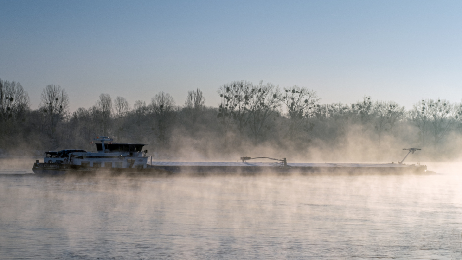 Frachter im Nebel