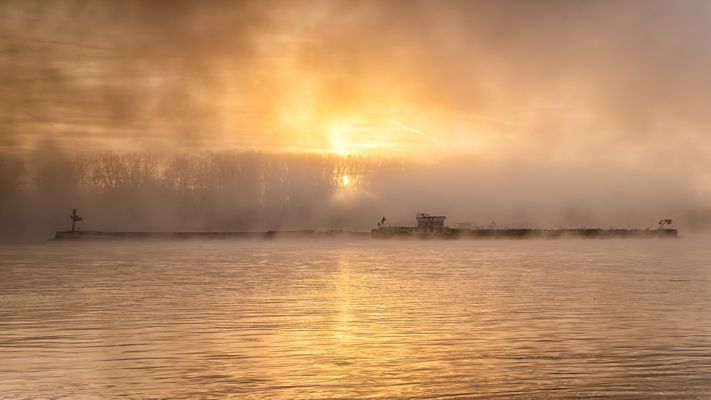 Frachter im Nebel