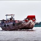 Frachtkahn auf dem Mekong, Vietnam 1991