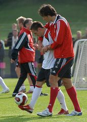 Franck Ribéry und Luca Toni beim FC Bayern Training am 02.10.2007