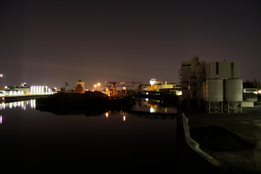 Frankfurt am Main: Industrieanlage am Mainufer bei Nacht II