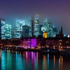 Frankfurt. Blue Foggy Skyline.