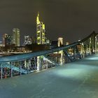 Frankfurt, eiserner Steg, Panorama, beleuchtet