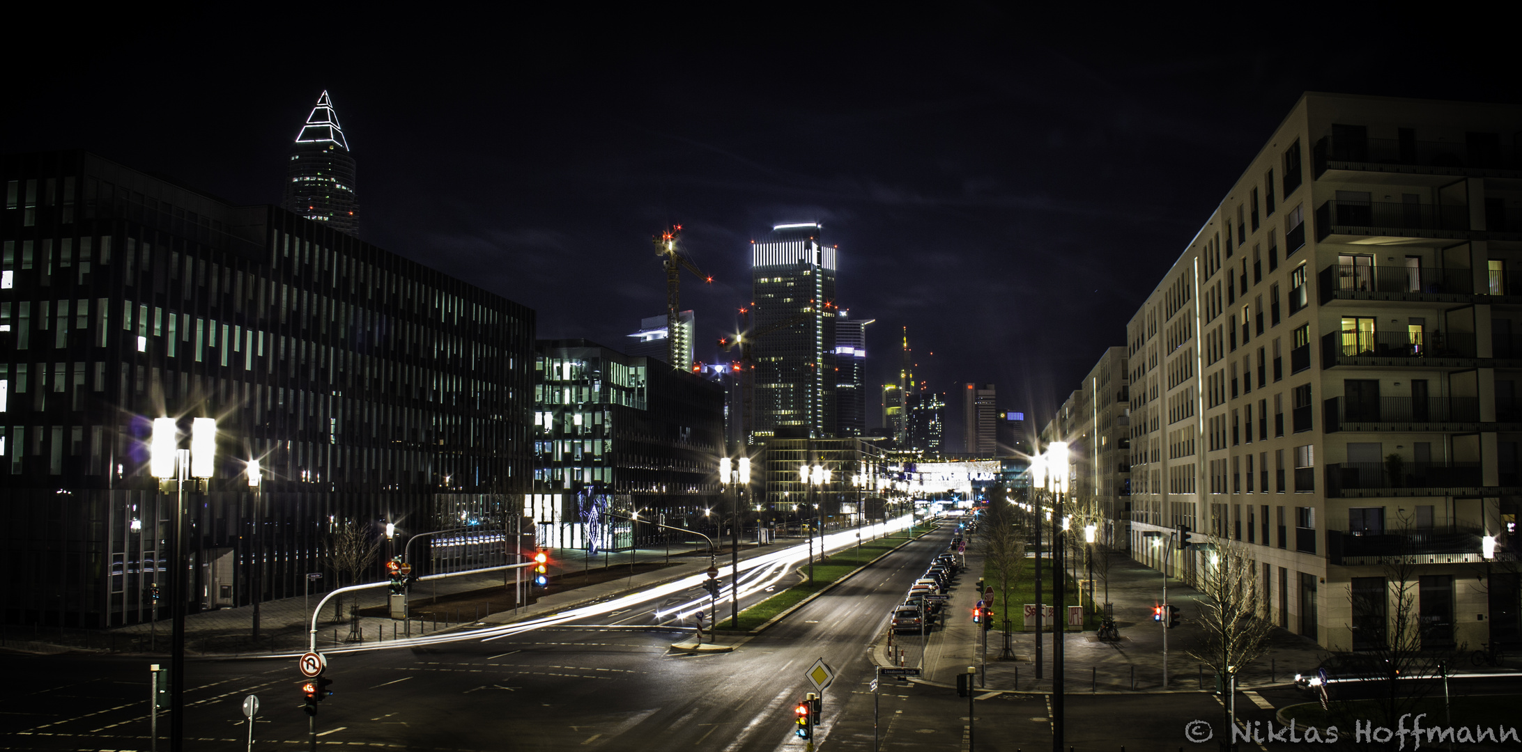"Frankfurt Europaallee at night"