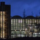 Frankfurt - EZB-Neubau - ehemalige Großmarkthalle in der Blauen Stunde