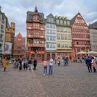 Frankfurt, historische Fachwerkfasaden am Römerberg (Fachadas de entramado históricas)