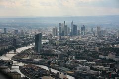 Frankfurt: Luftaufnahme EZB-Neubau Richtung Skyline