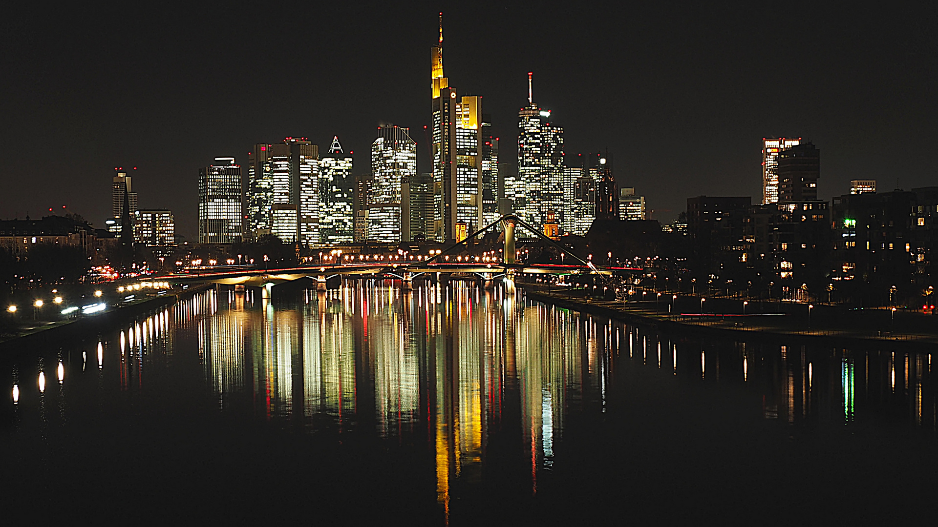 Frankfurt Main bei Nacht Foto & Bild | world, hessen ...