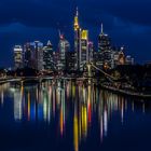 Frankfurt-Skyline bei Nacht am 14.08.2013