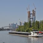 Frankfurt - Skyline, Deutschherrnbrücke, EZB-Baustelle