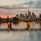 Frankfurt - View from Ignatz Bubis Brücke on Main River, Alte Br:ucke and Bahnhofsviertel