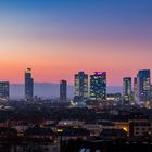 Frankfurter Skyline bei Sonnenuntergang