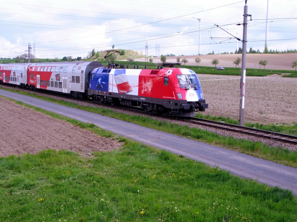 Frankreich EM-Bulle vor Regionalzug