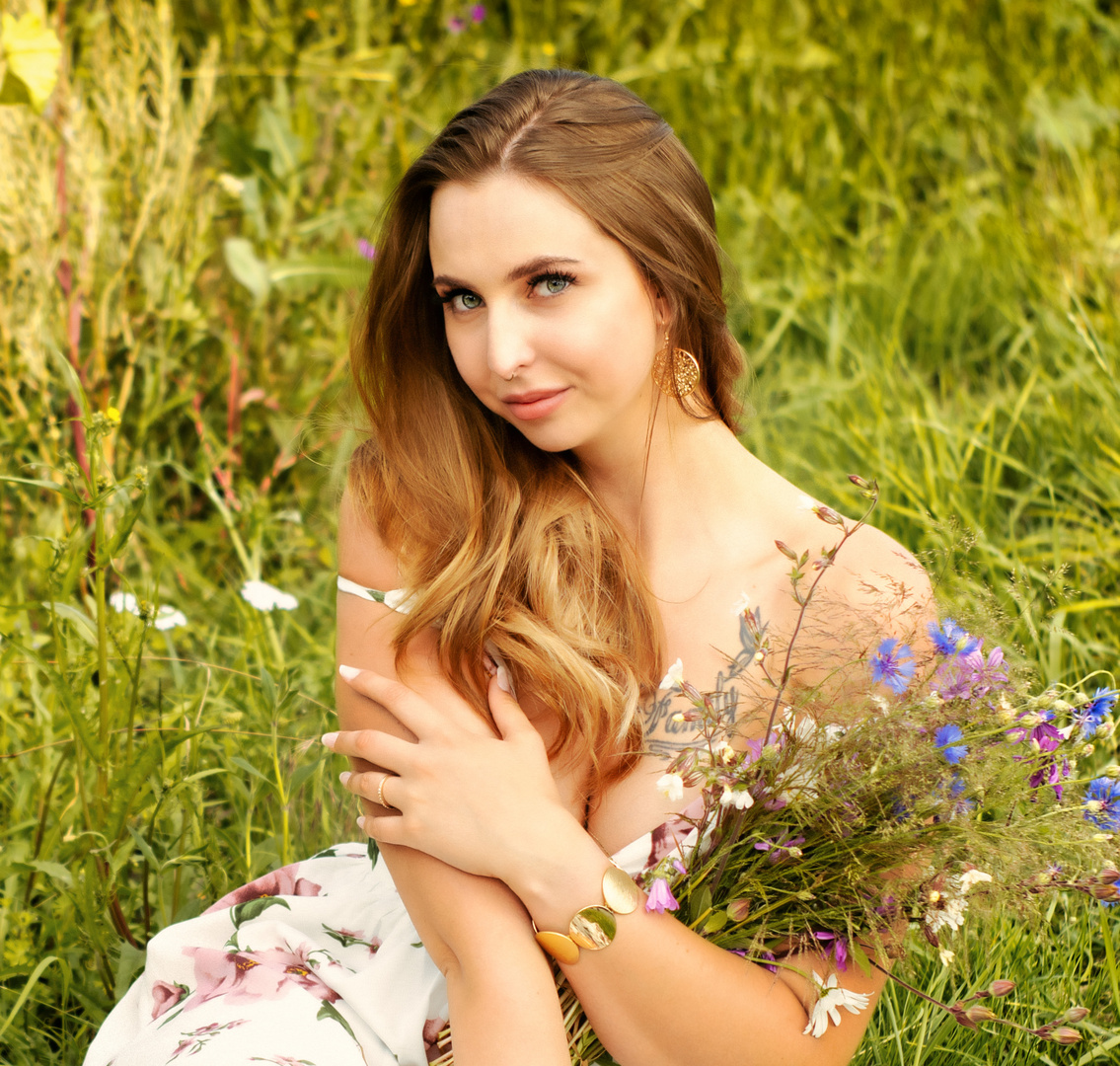 Frau mit Blumen