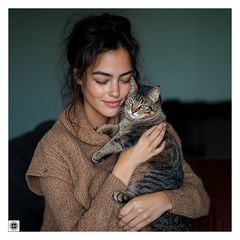 Frau mit einer Katze