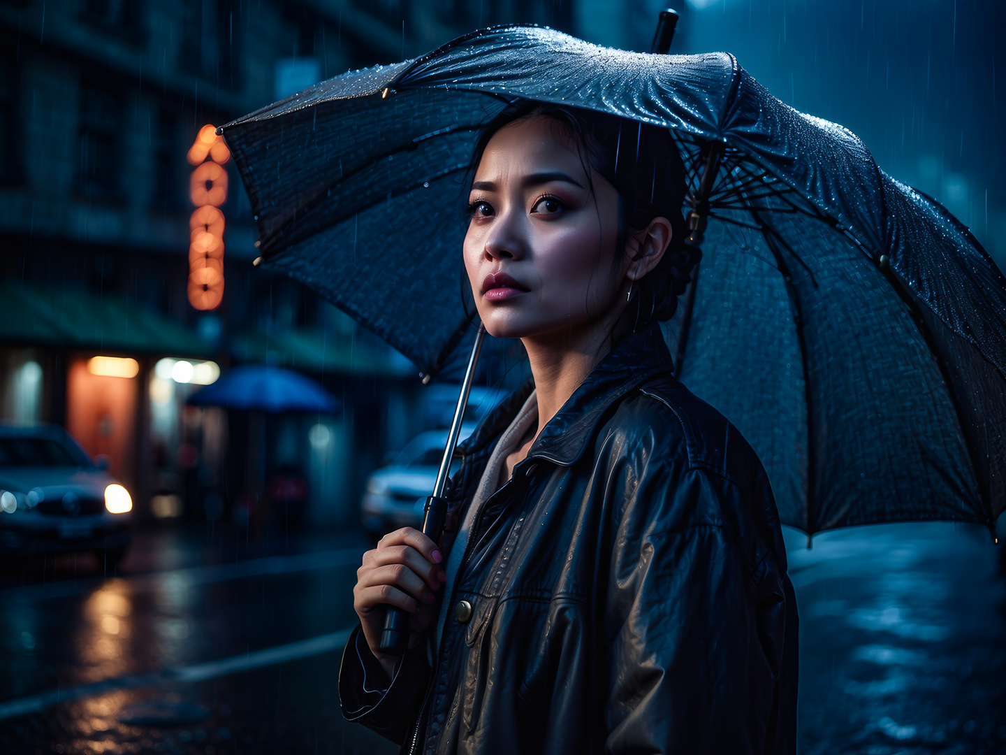 Frau mit Regenschirm 