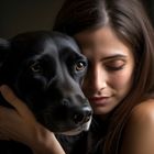 Frau und Labrador