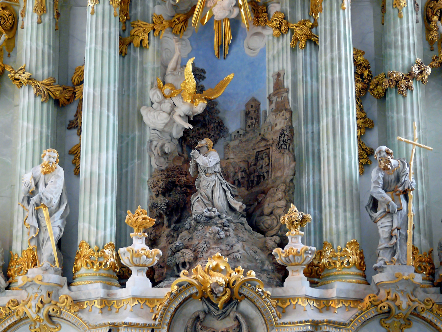 Frauenkirche Dresden Detaildarstellung hinter dem Altar