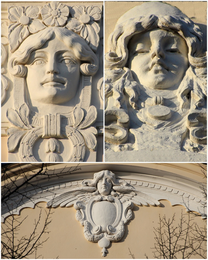 Frauenreliefs an Gründerzeithäusern in Hamburg