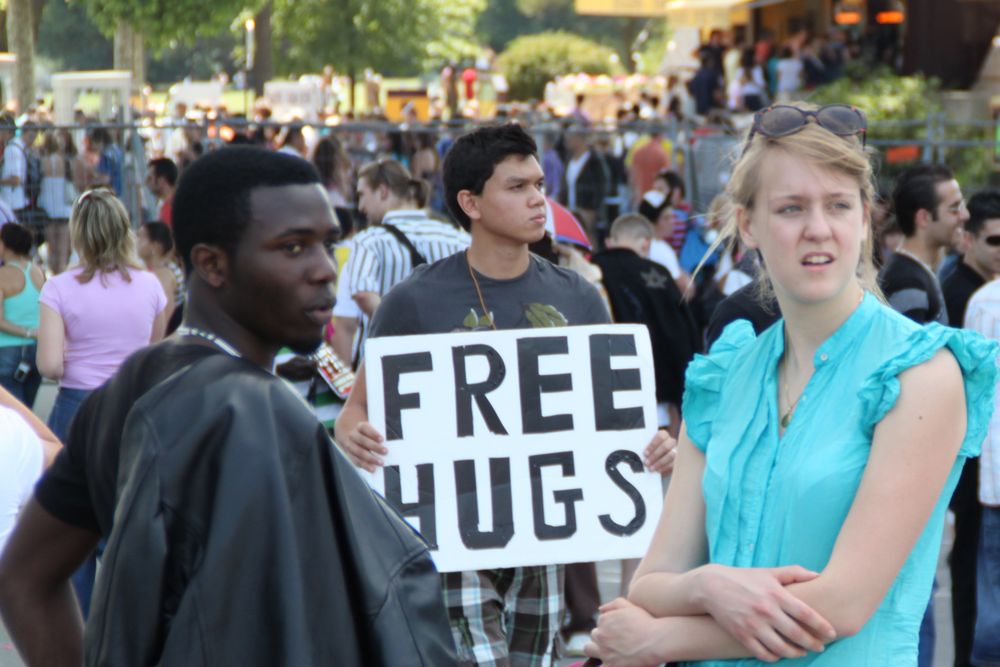 free hugs (among different ethnic groups)
