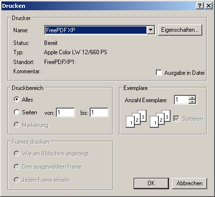 Free PDF als Drucker