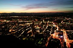 Freiburg Blaue Stunde mit  Rheintal/Vogesen