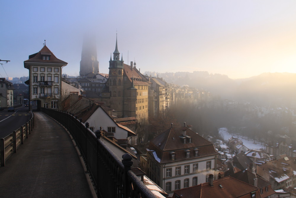 Freiburg/Fribourg morgens am 30. Dezember 08