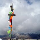 Freiheit für Tibet, Gebetsfahnen auf dem Piz Terza, Münstertal, Graubünden