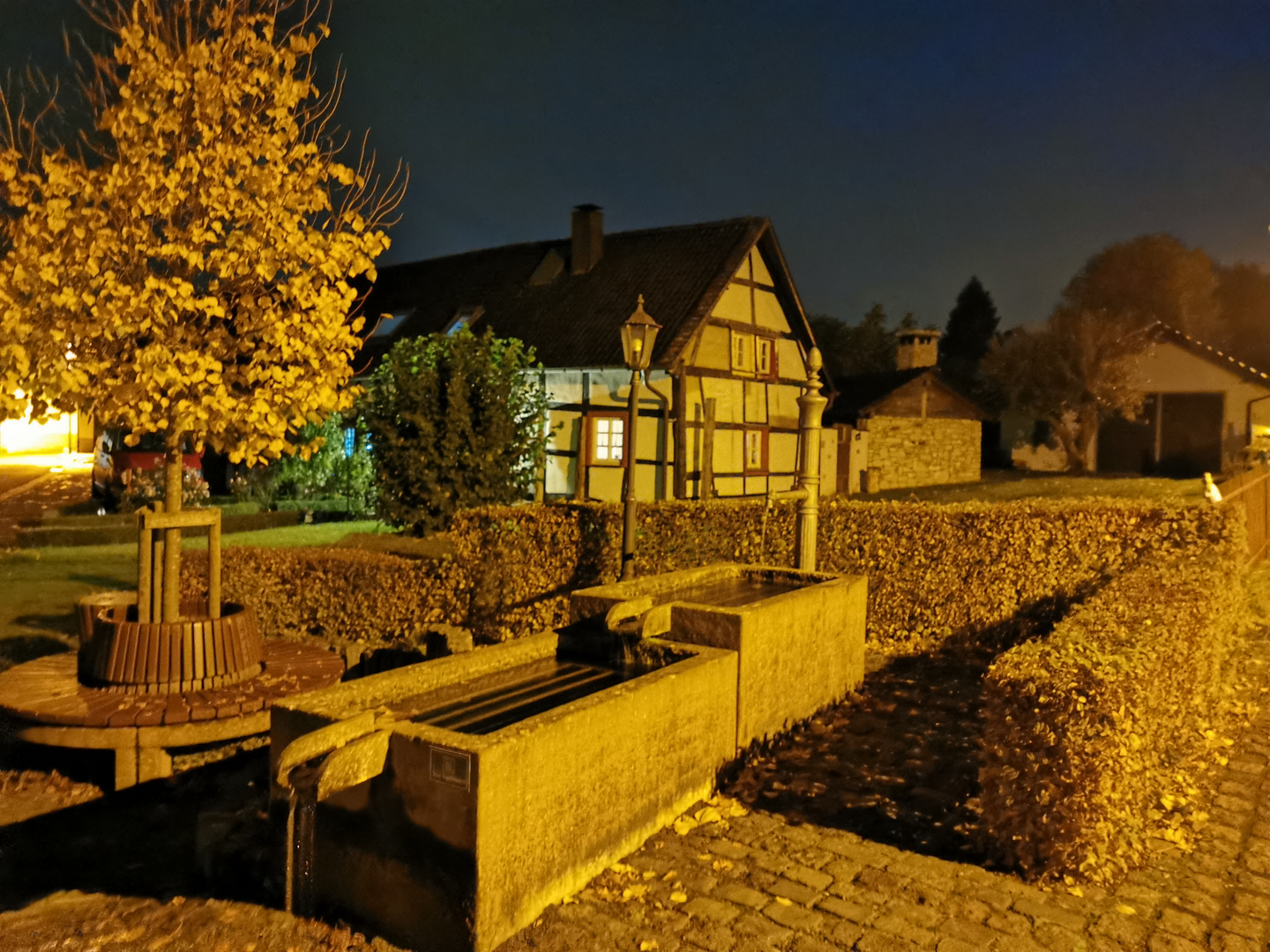 Freilinger Dorfbrunnen bei Nacht