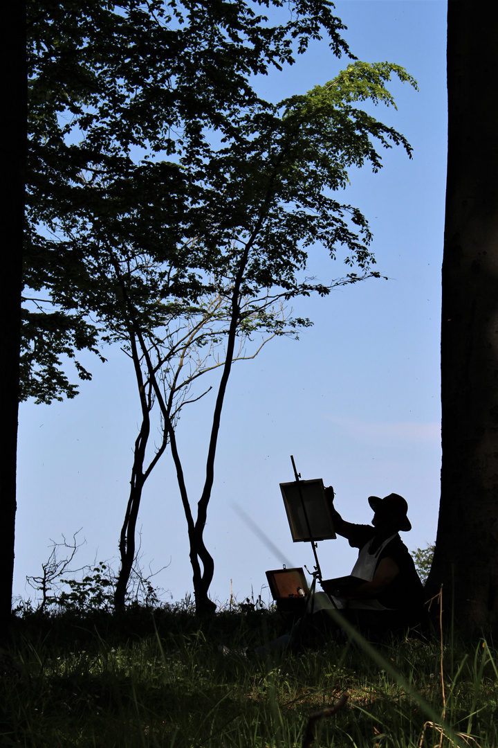 Freiluftmalerei - Der Maler im Wald