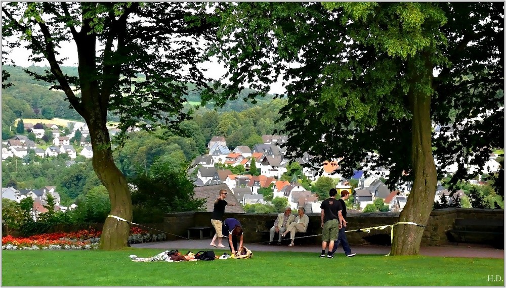 Freizeit in der Parkanlage des Oberen Schloss von Siegen