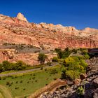 Fremont River Valley mit Petroglyph Panel, Capitol Reef NP, Utah, USA