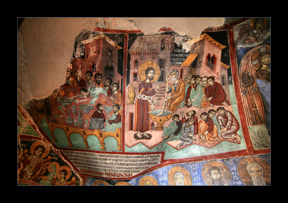 Freskendetail "Fußwaschung" aus dem 16. Jhdt.