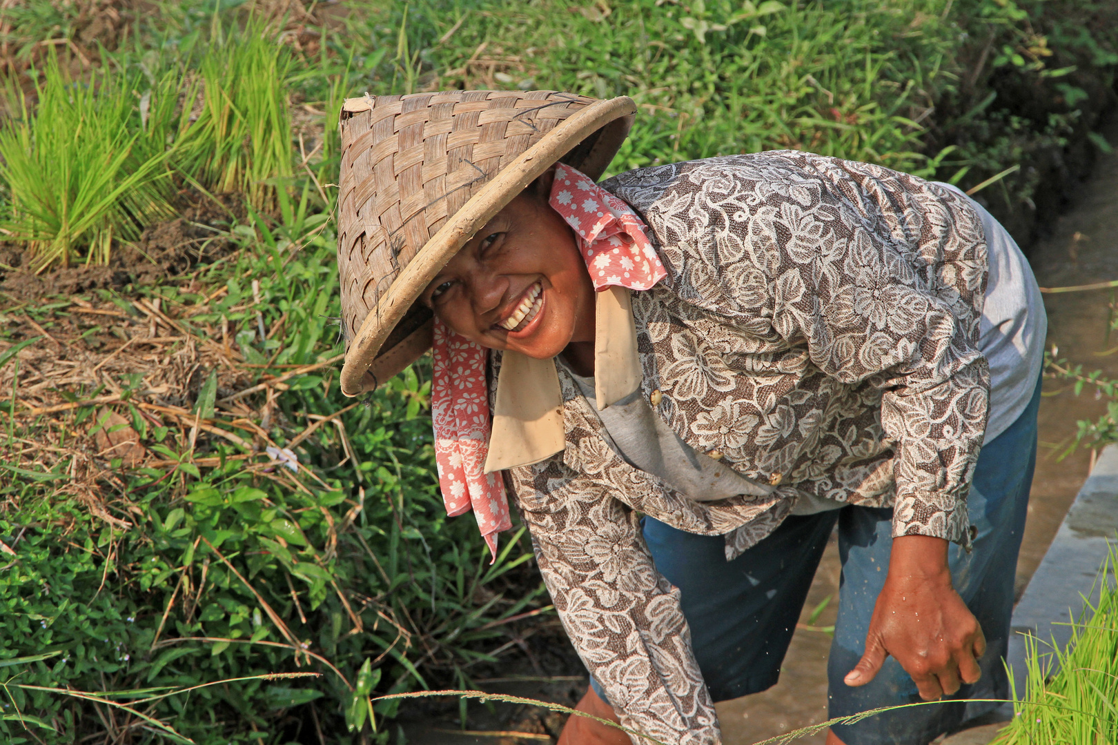 Freundliche Reisbäuerin, Sumatra, Indonesien