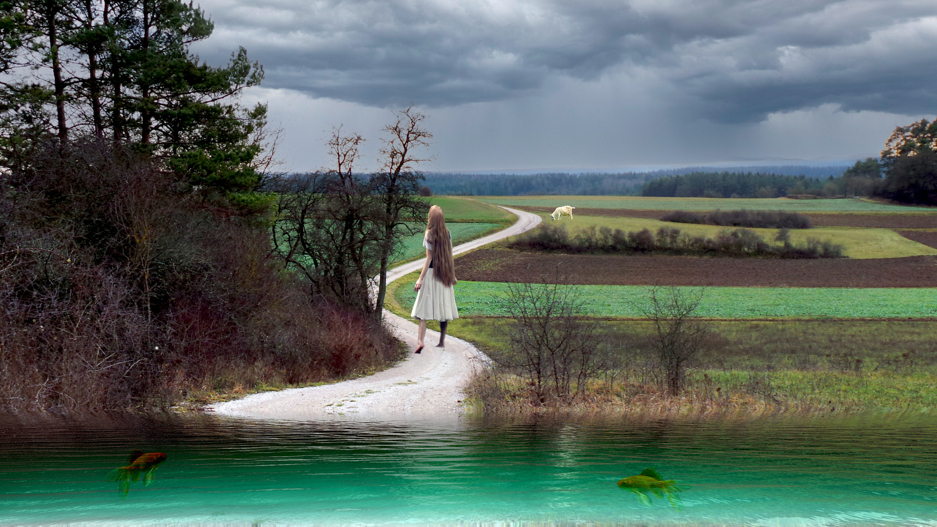 "Frieda komm, es gibt gleich ein Gewitter."