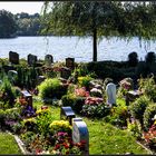 friedhof auf der halbinsel stralau, direkt an der spree gelegen