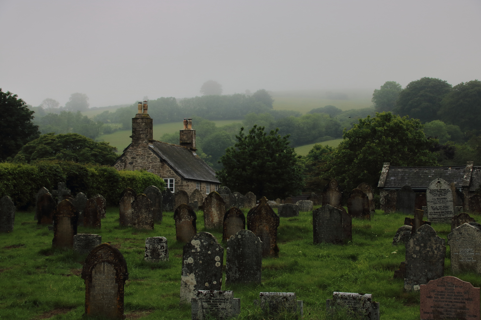 Friedhof im Dartmoor. In der Ortschaft Widecombe in the Moor