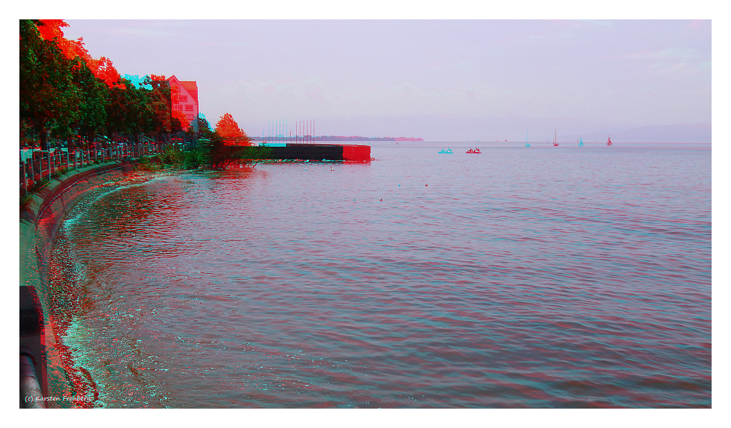 Friedrichshafen entlang der Strandpromenade in 3D (Rot/Cyan)