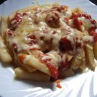 fries with parmigiana sauce and mozzarella