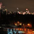 Frohes Neues Jahr 2013 Feuerwerk über den Dächern von Lünen