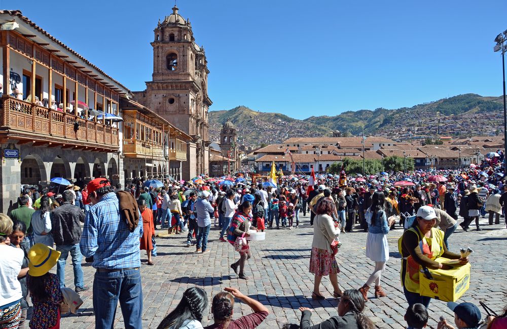 Fronleichnam auf dem Plaza de Armas in Cusco