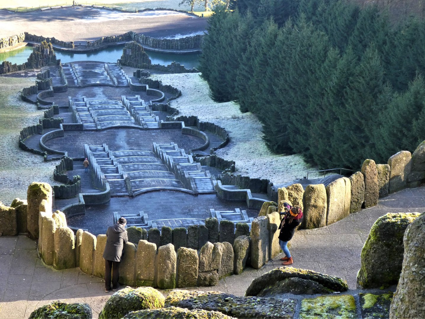 frostig. Kaskaden, Bergpark Wilhelmshöhe. Kassel 2020