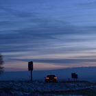 Frostig schöner Sonnenuntergang 