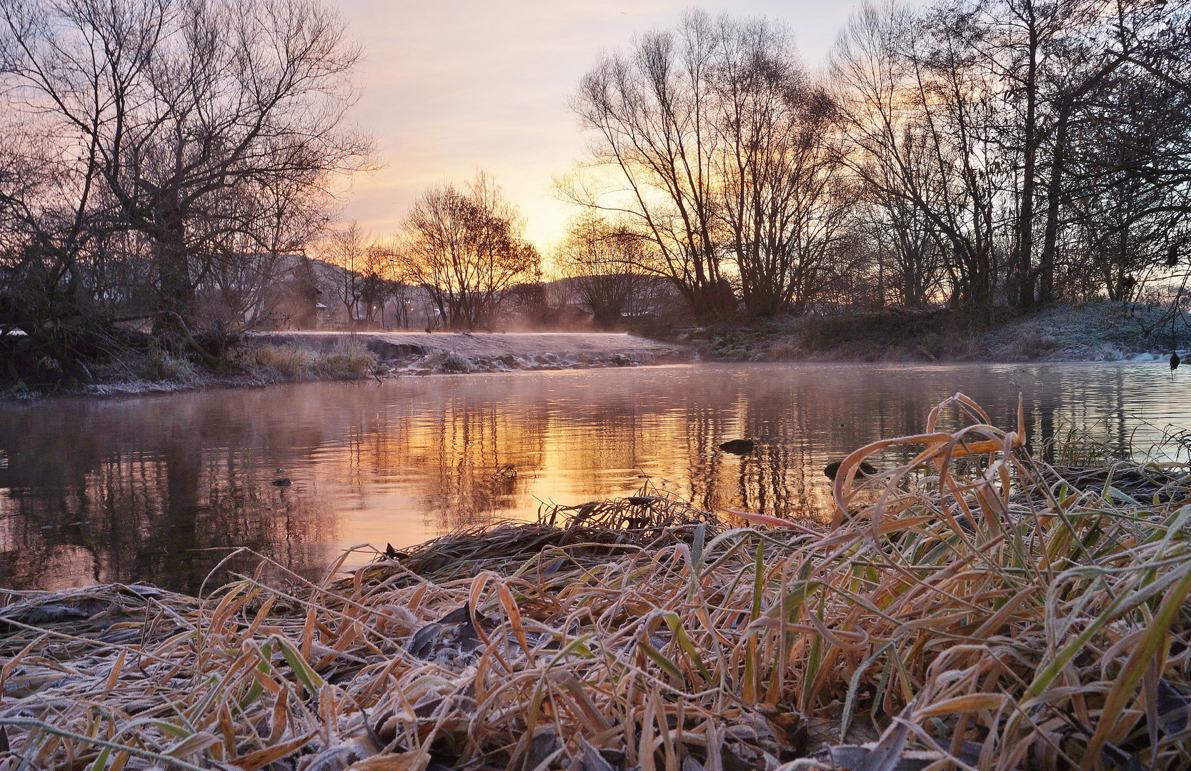 Frostiger Morgen an der Tauber.