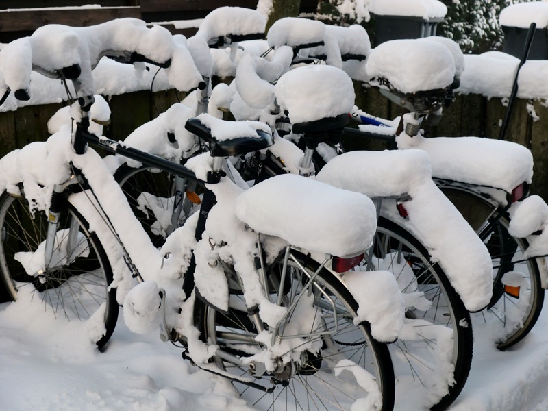 Frostiges Warten auf bessere Zeiten, den auch Fahrräder machen Winterschlaf