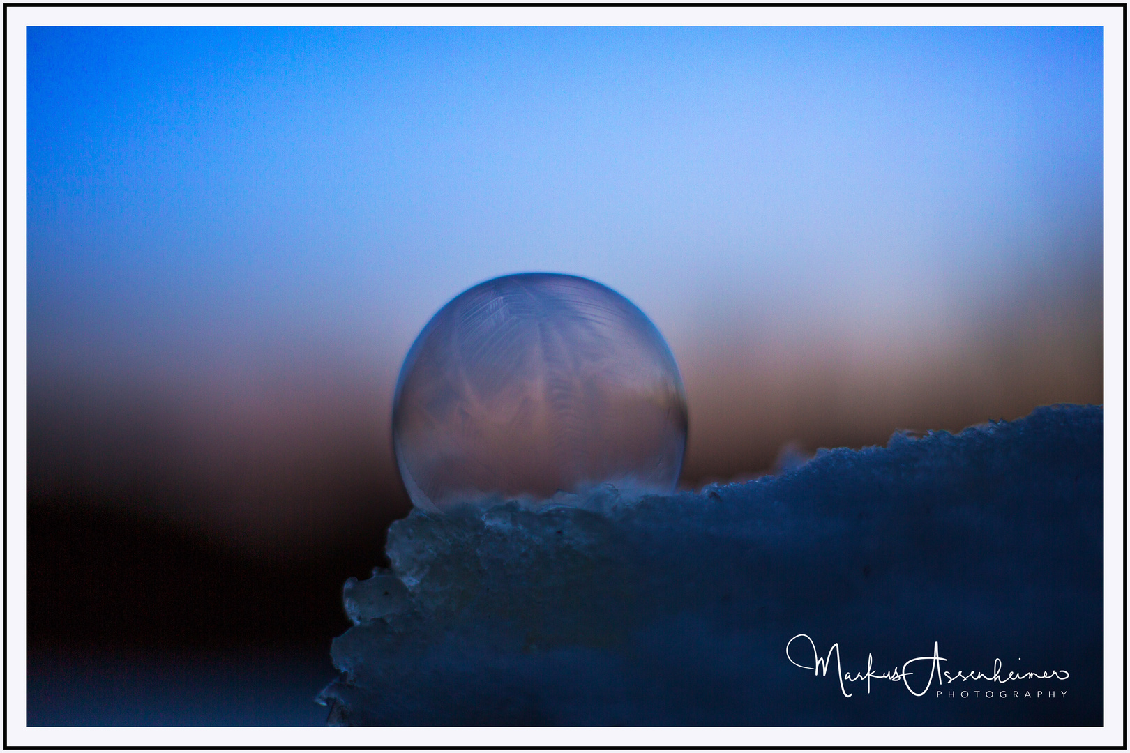 Frozen bubble in snow